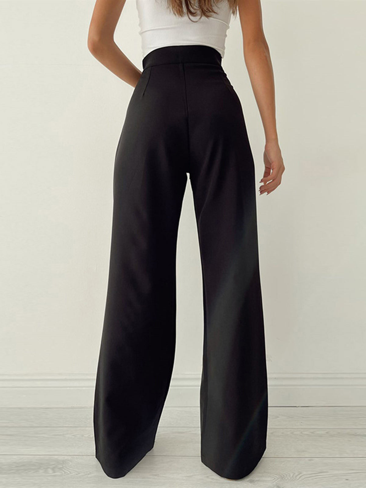 Pantalones chinos de talle alto para mujer con lazo lateral