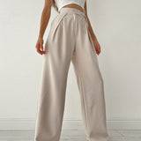 Pantalones chinos de talle alto para mujer con lazo lateral