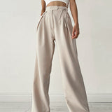 Pantalones chinos de talle alto para mujer con lazo lateral