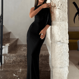 Robe maxi de soirée sans manches en satin pour femme