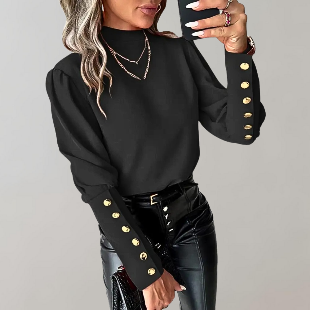 Women's Long Shirt with Button Sleeve Design