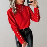 Women's Long Shirt with Button Sleeve Design