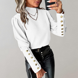 Women's Long Shirt with Button Sleeve Design