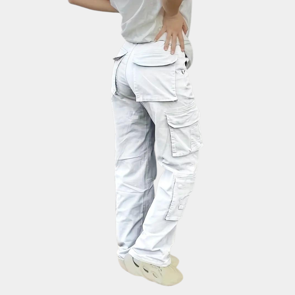 Damen Hohe Taille mit Taschen Cargo-Hose