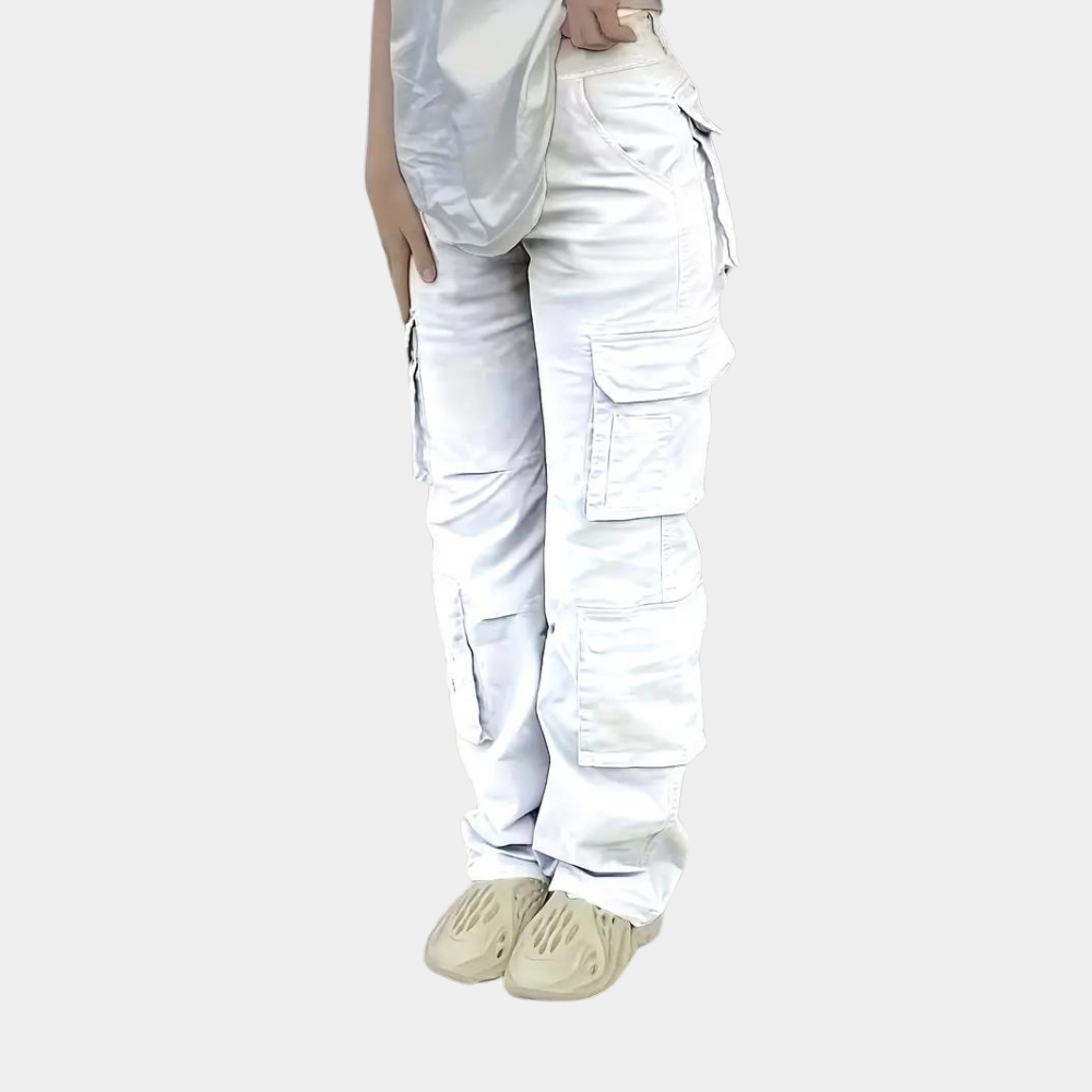 Damen Hohe Taille mit Taschen Cargo-Hose