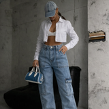 Pantalones cargo de pierna recta para mujer