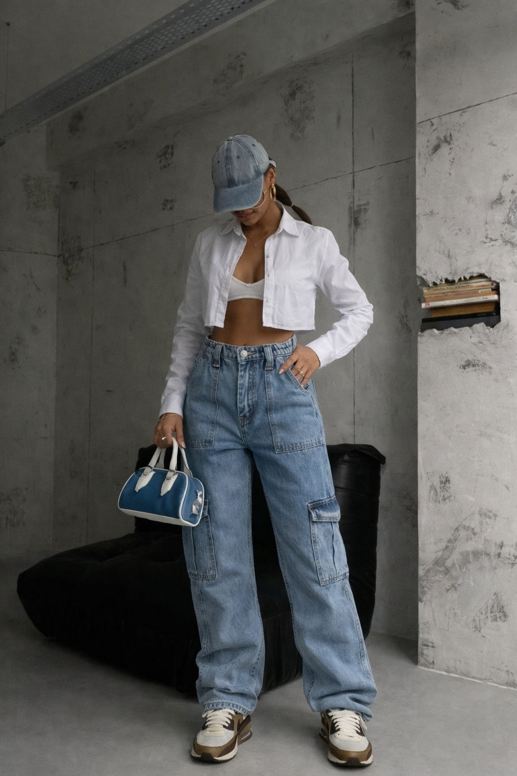 Pantalones cargo de pierna recta para mujer