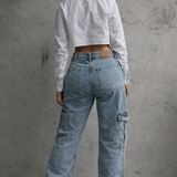 Pantalones cargo de pierna recta para mujer