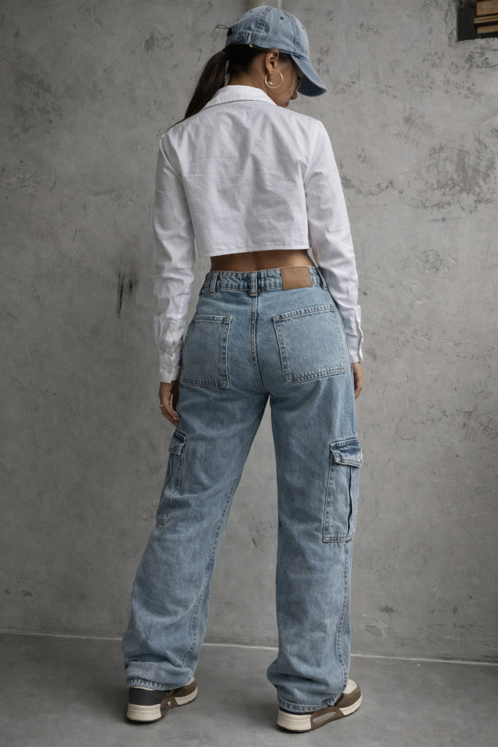 Pantalones cargo de pierna recta para mujer