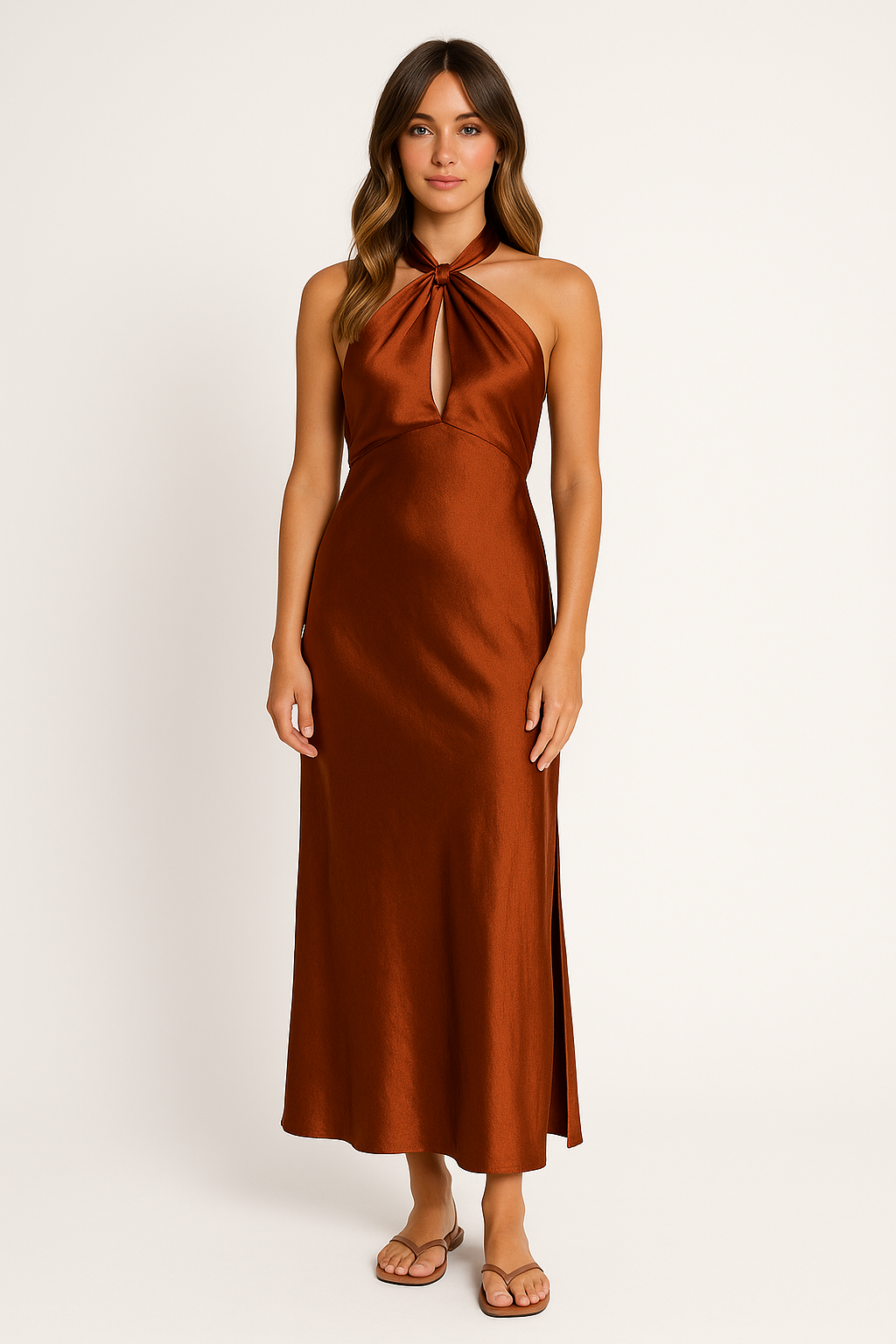 Damen Halter Maxi Abendkleid