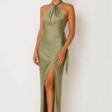 Damen Halter Maxi Abendkleid