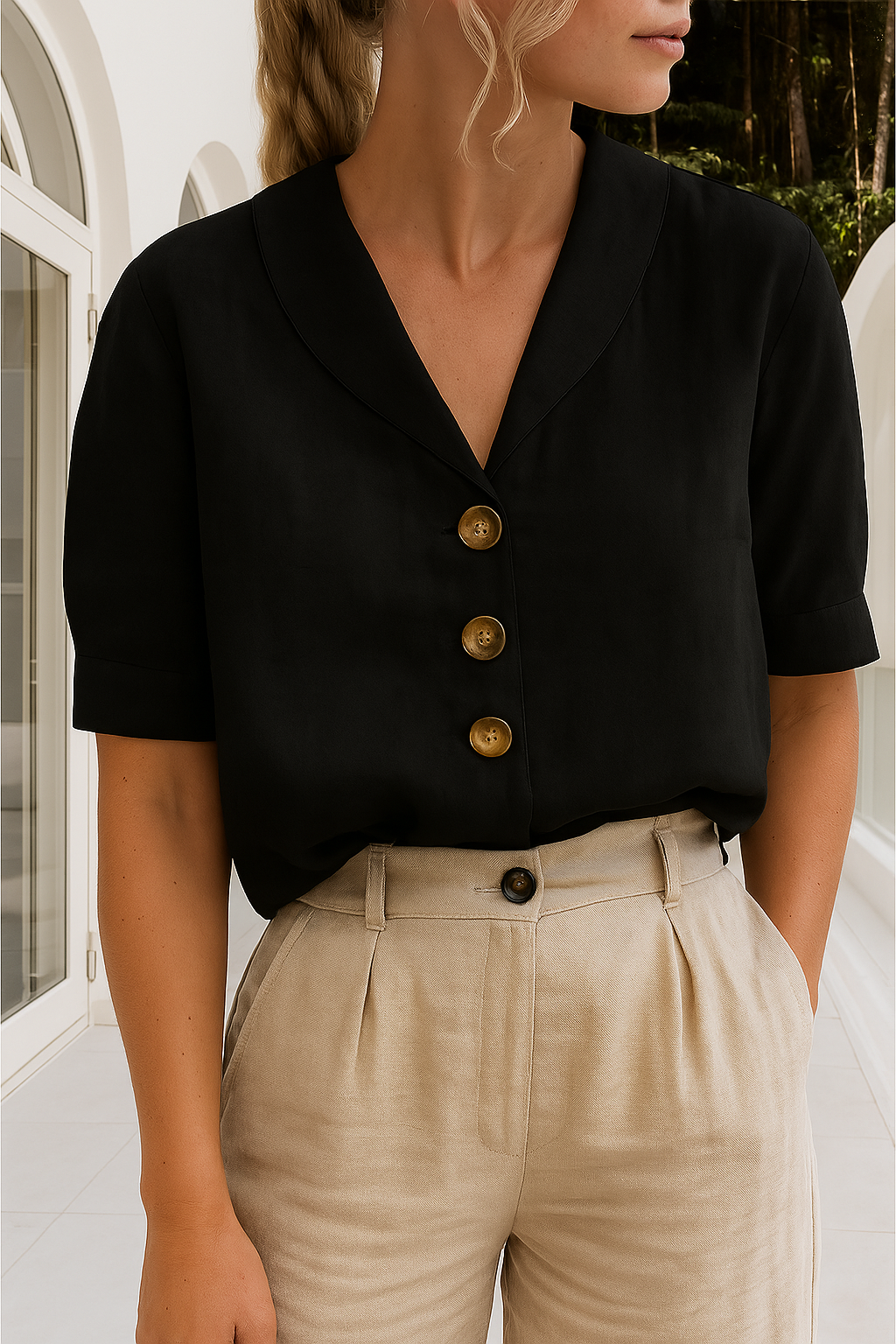 Willow | Long-Sleeve Pleated Blouse