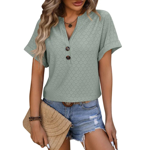 Keraze | Damen Elegant Stilvoll Oberteil | Kurzarm