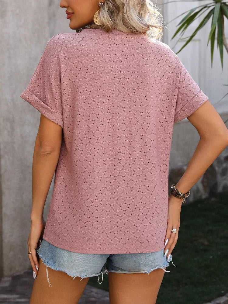 Keraze | Damen Elegant Stilvoll Oberteil | Kurzarm