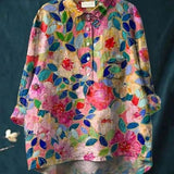 Sarah | Floral Pattern Peasant Blouse