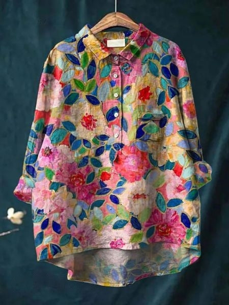 Sarah | Floral Pattern Peasant Blouse