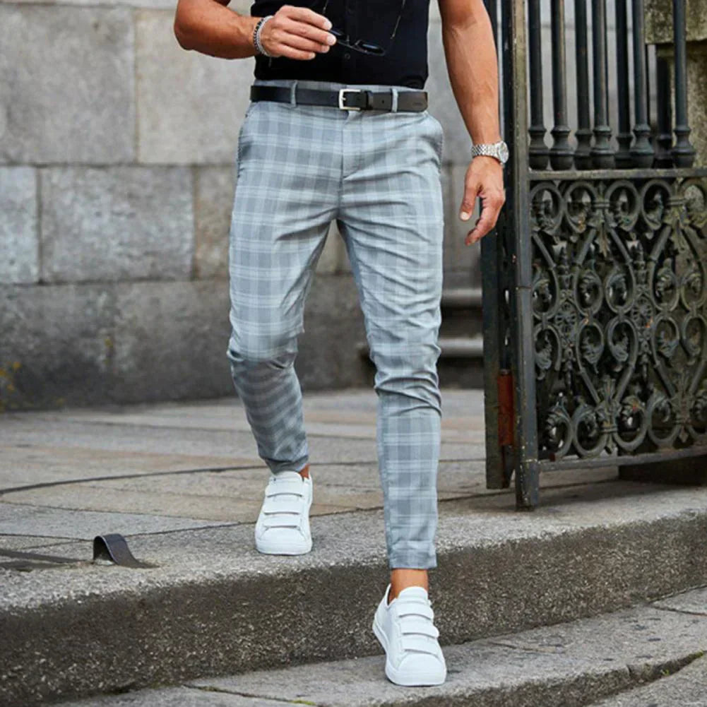 Rafael | Herren Karierte Chino Hosen | Schmal Geschnitten
