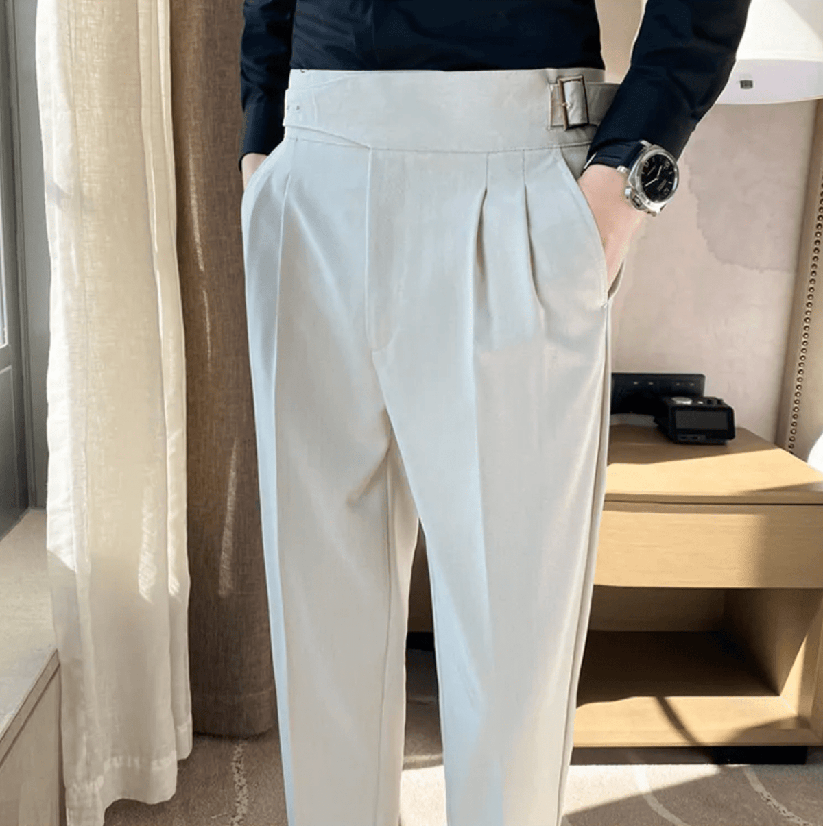 Theodore | High Waist Double Pleated Trousers