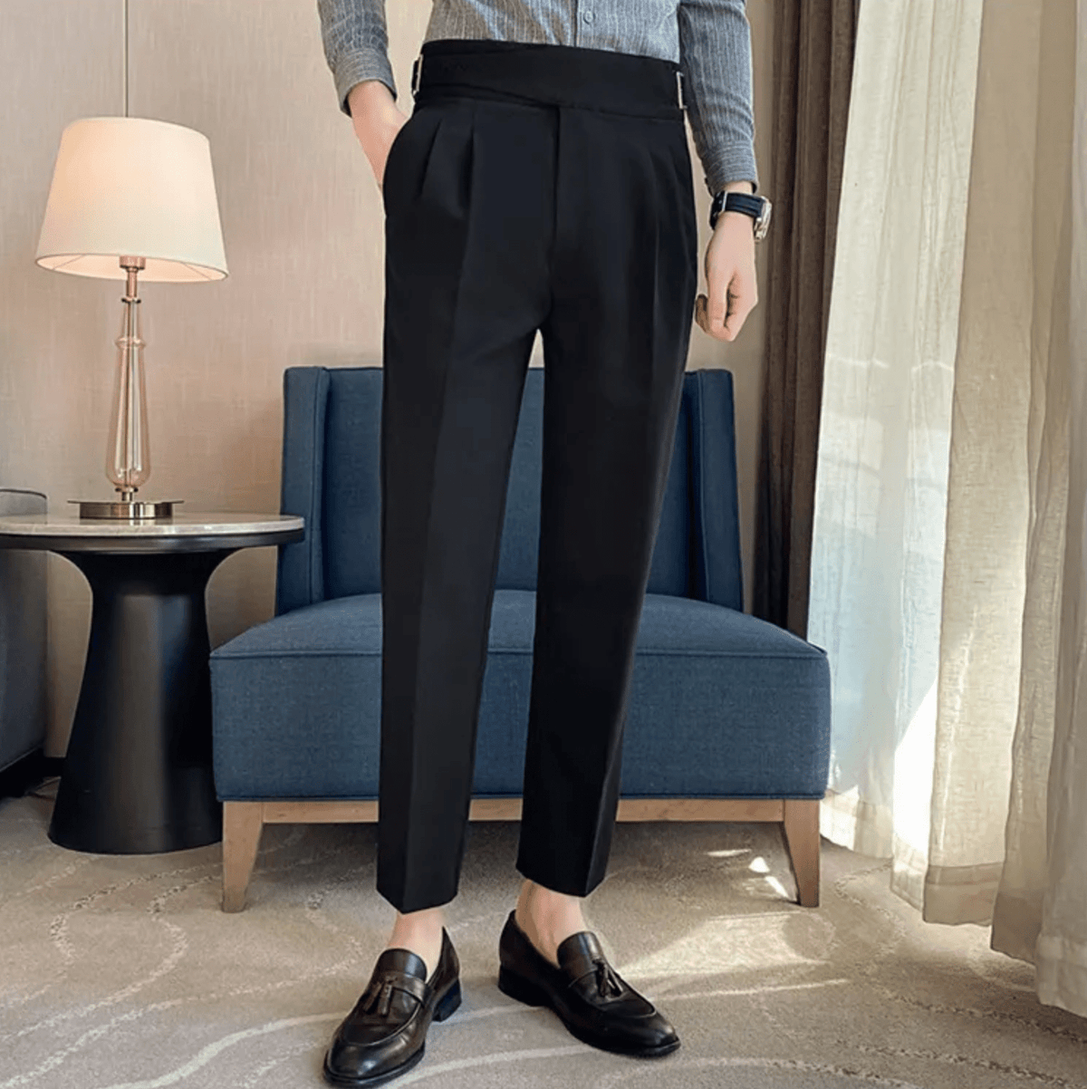 Theodore | High Waist Double Pleated Trousers