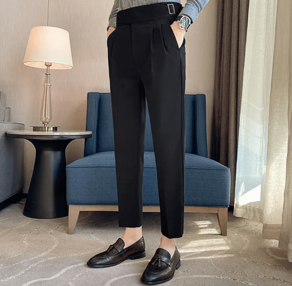 Theodore | High Waist Double Pleated Trousers