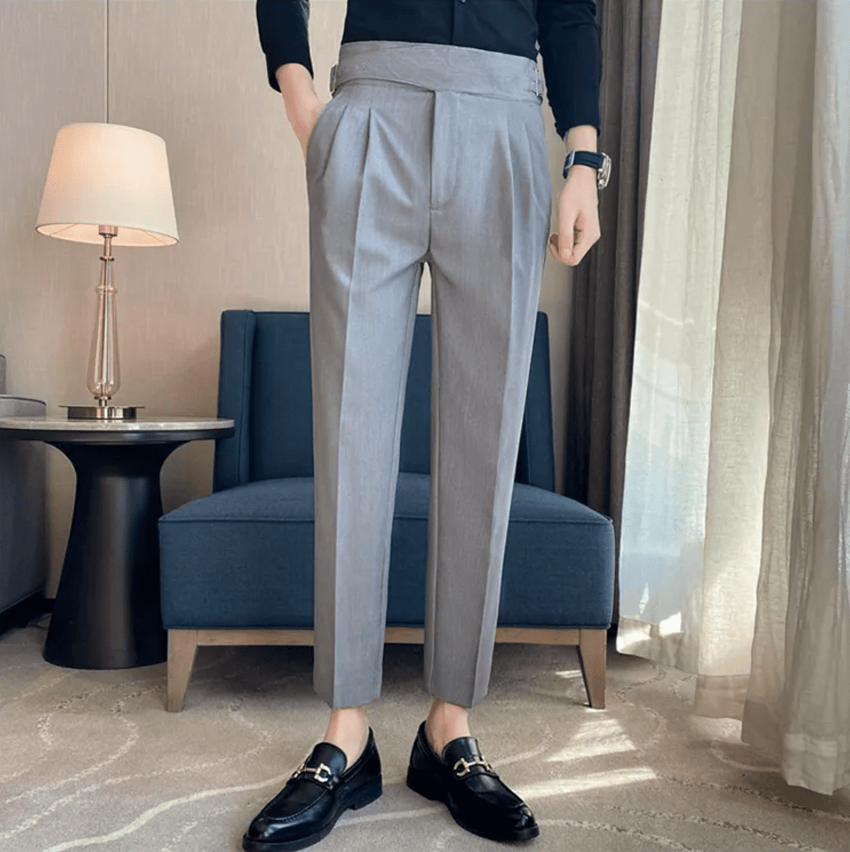 Theodore | High Waist Double Pleated Trousers