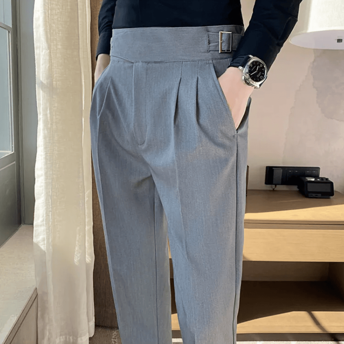 Theodore | High Waist Double Pleated Trousers