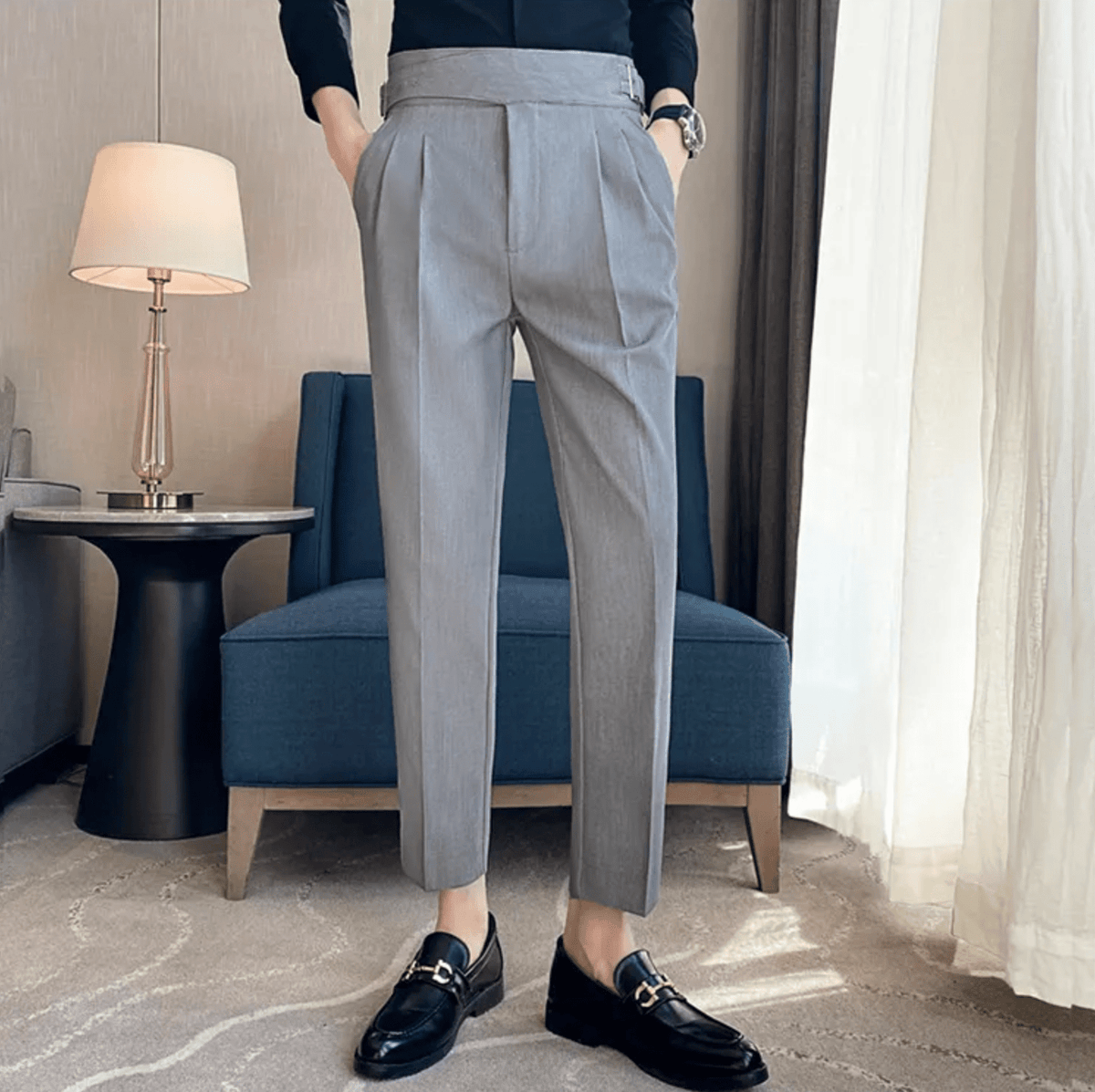 Theodore | High Waist Double Pleated Trousers