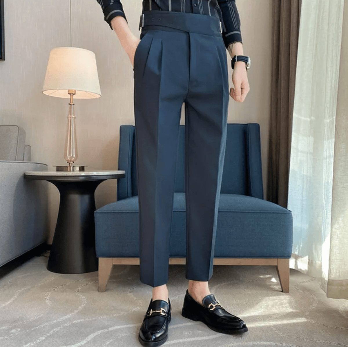 Theodore | High Waist Double Pleated Trousers