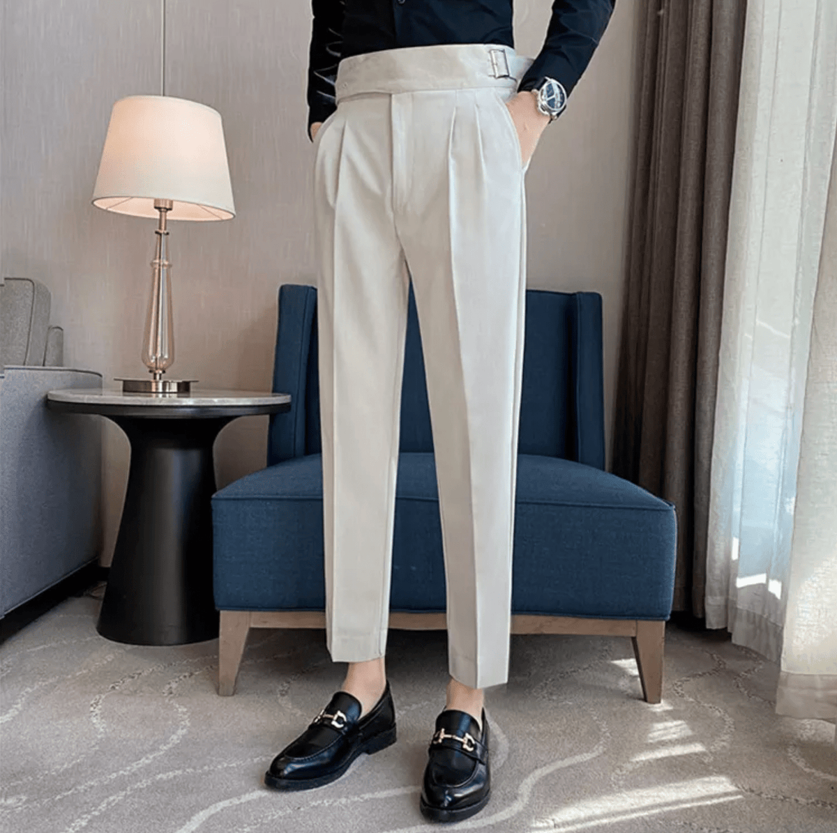 Theodore | High Waist Double Pleated Trousers