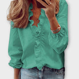 Zoe | Ruffle-Front V-Neck Blouse