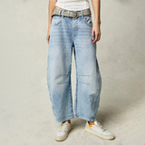 Jeans holgados para mujer con cierre de botones