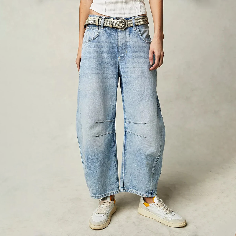 Jeans holgados para mujer con cierre de botones