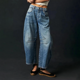Jeans holgados para mujer con cierre de botones