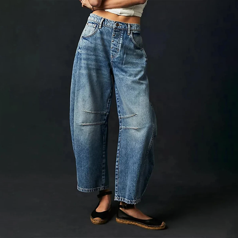 Jeans holgados para mujer con cierre de botones