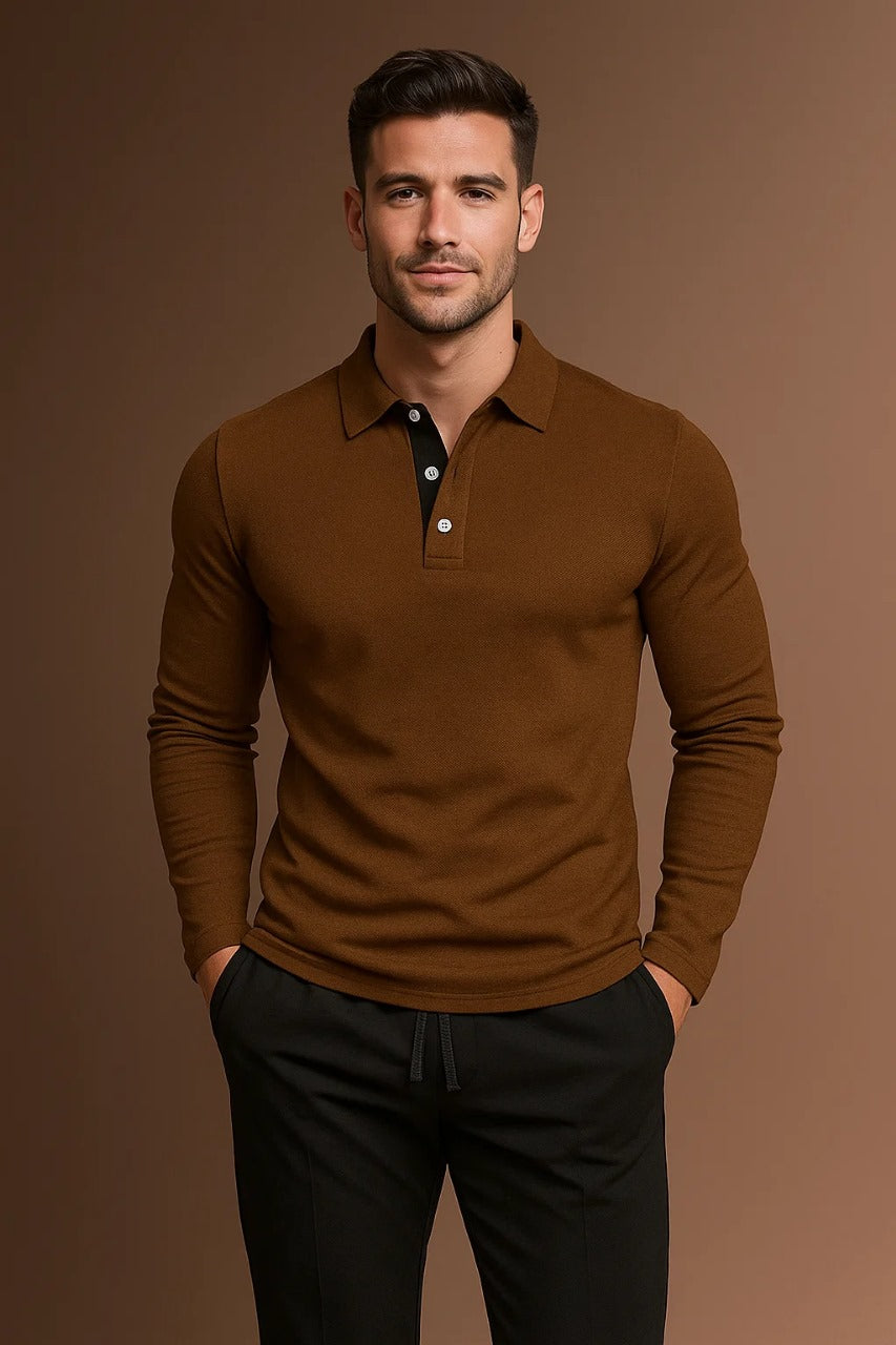Spencer | Long Sleeve Ribbed Cuff Polo Shirt