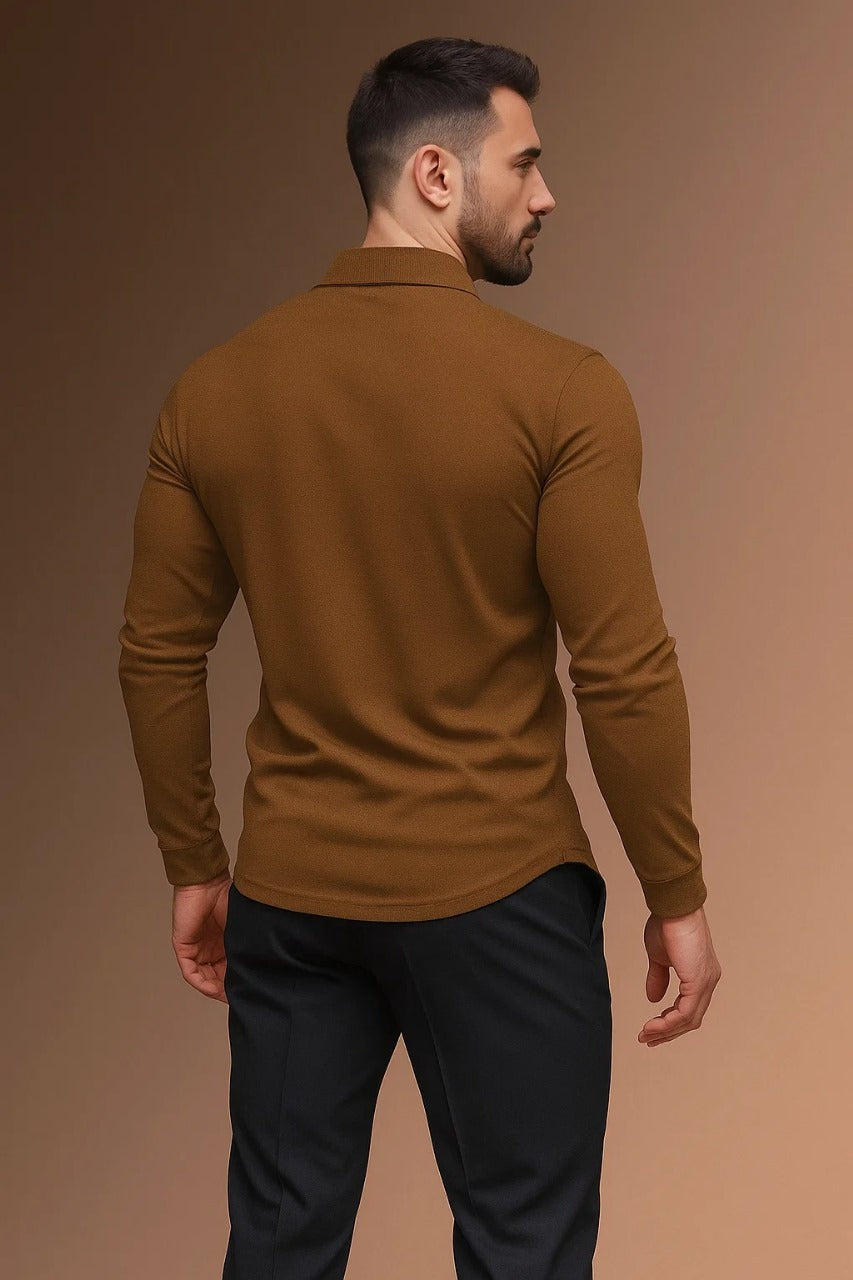 Spencer | Long Sleeve Ribbed Cuff Polo Shirt