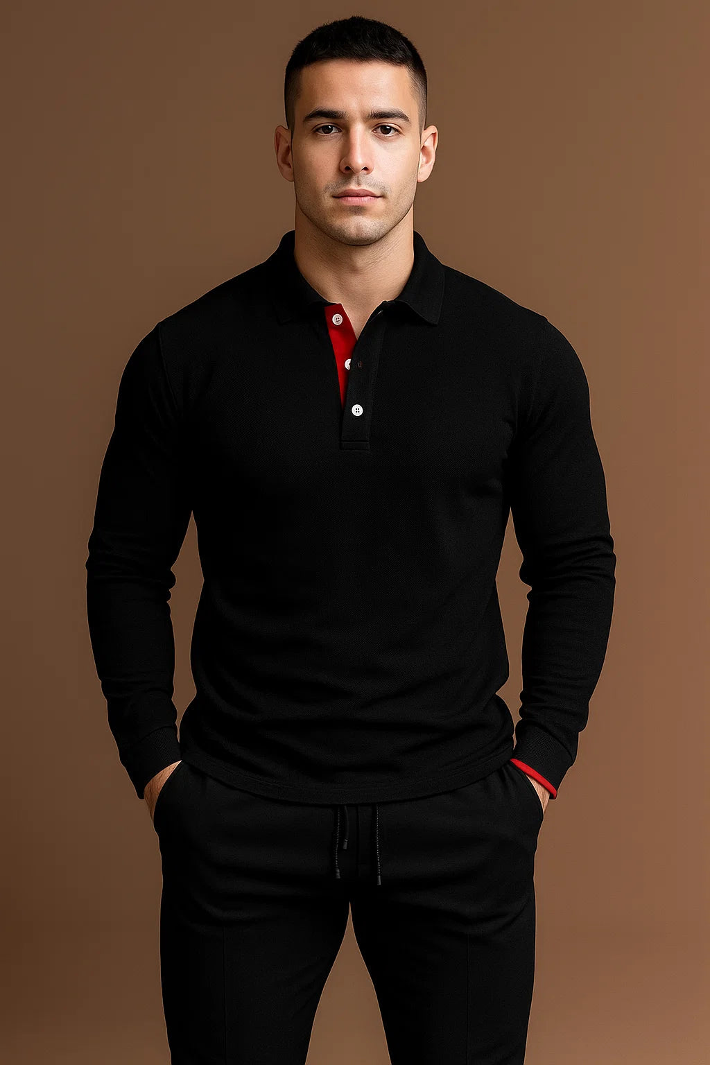 Spencer | Long Sleeve Ribbed Cuff Polo Shirt