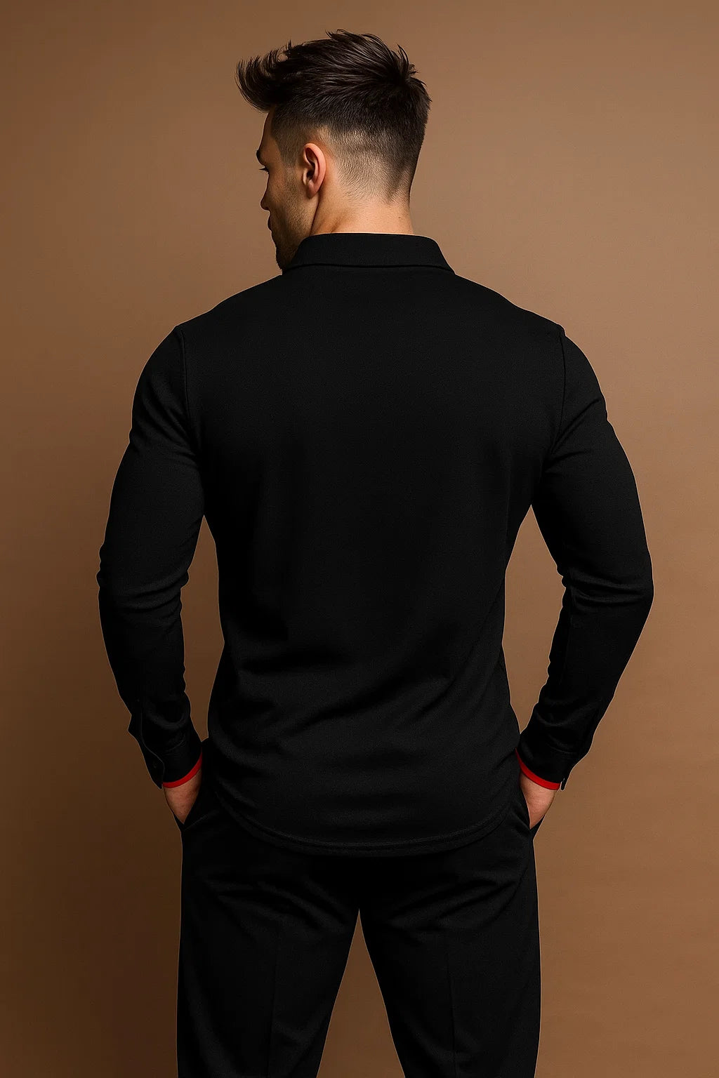 Spencer | Long Sleeve Ribbed Cuff Polo Shirt
