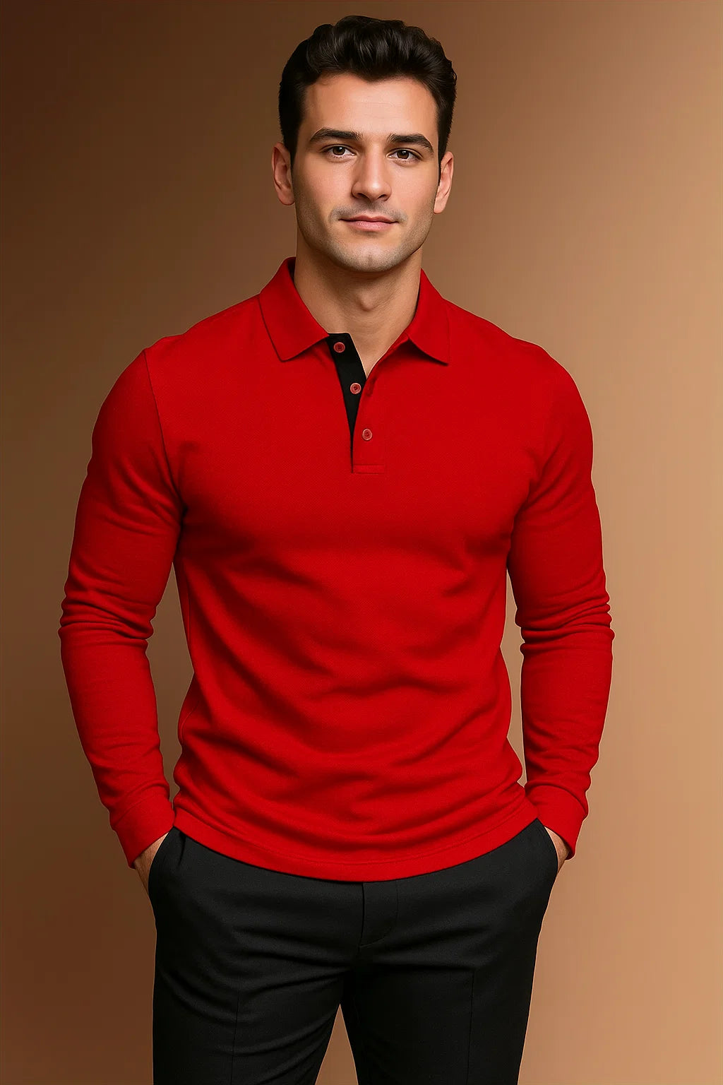 Spencer | Long Sleeve Ribbed Cuff Polo Shirt