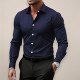 Alistair | Cutout Collar Regular-Fit Long-Sleeve Shirt