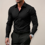 Alistair | Cutout Collar Regular-Fit Long-Sleeve Shirt