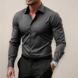 Alistair | Cutout Collar Regular-Fit Long-Sleeve Shirt