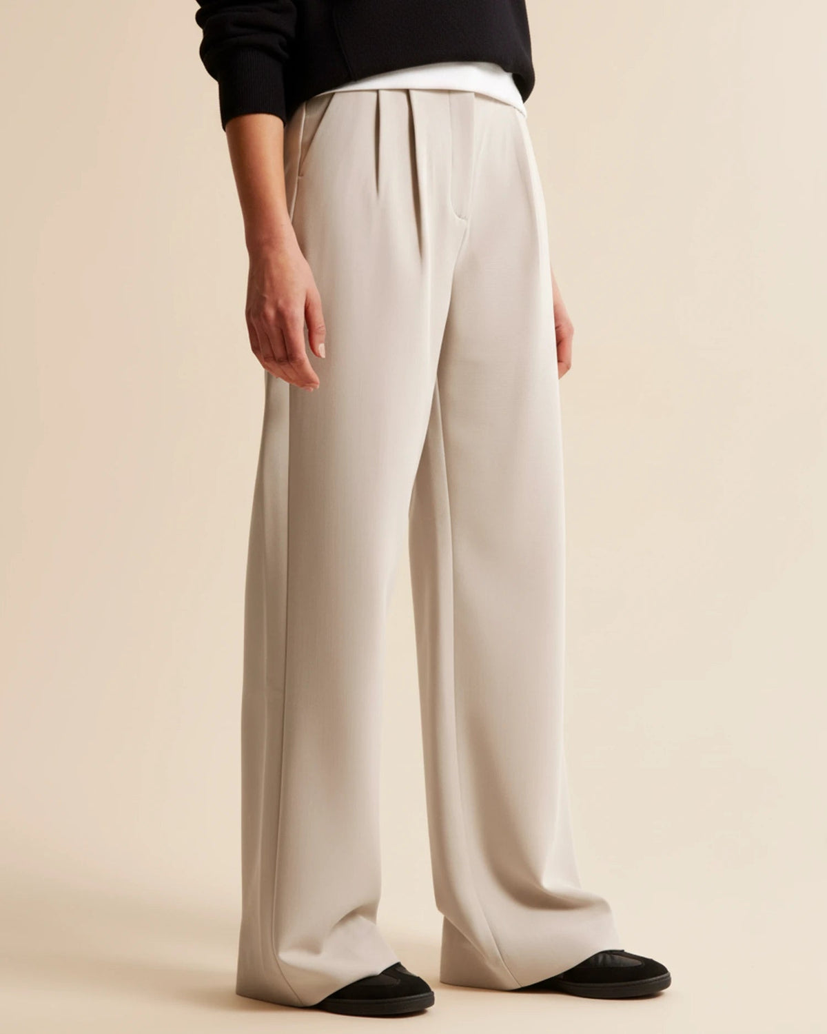 Pantalon chino femme taille haute avec poches