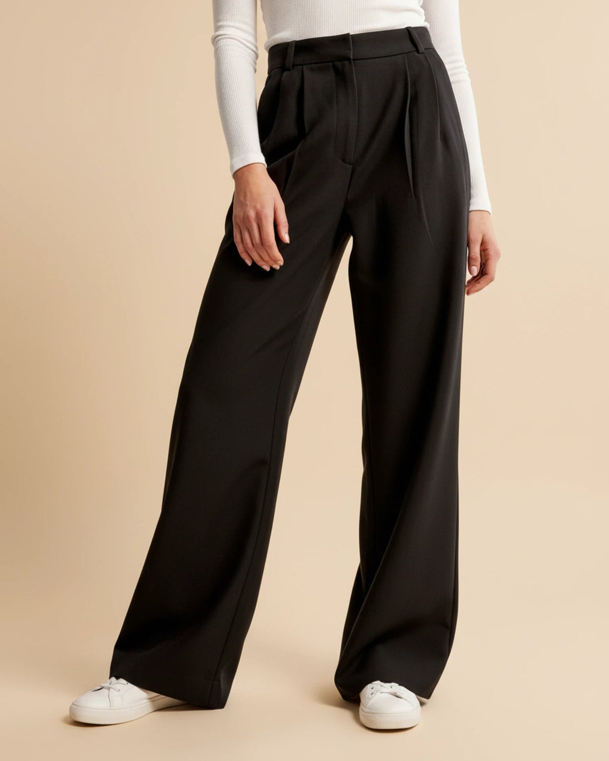 Pantalon chino femme taille haute avec poches