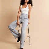 Pantalon chino femme taille haute avec poches