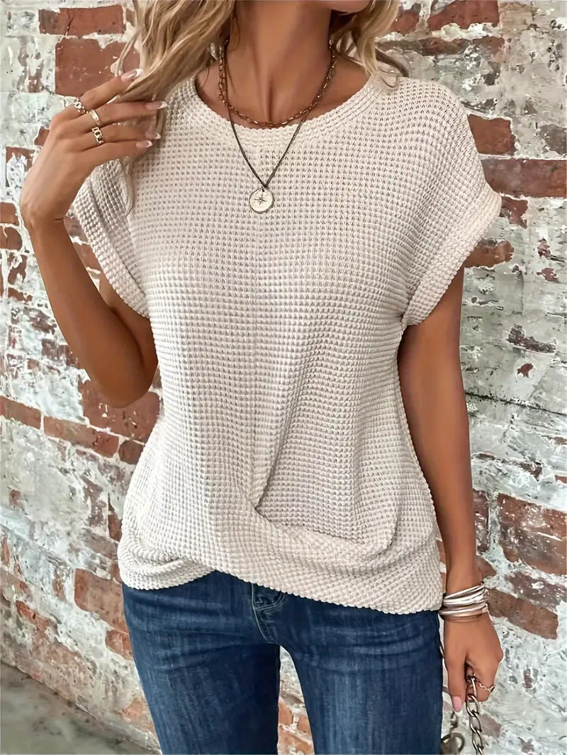 Daisy | Waffle Pattern Crew Neck Top