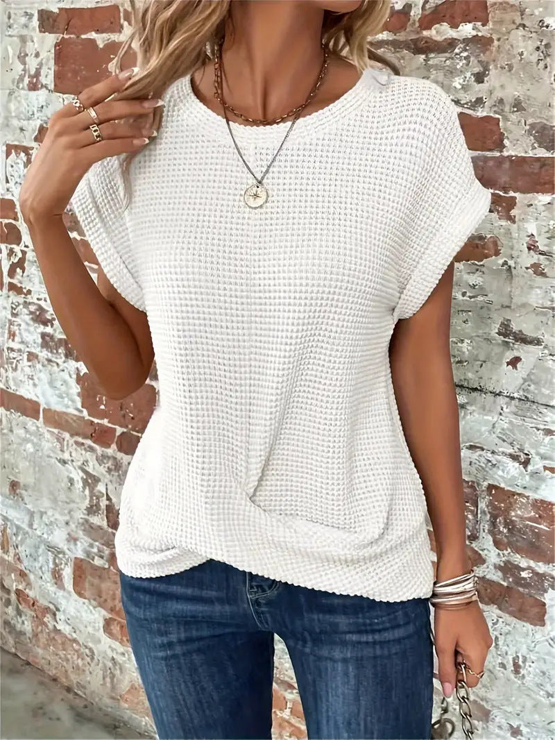 Daisy | Waffle Pattern Crew Neck Top