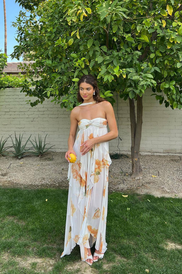 Kim | Sukienka maxi z dekoltem halter w stylu warstwowym