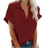 Loise | Damen Kragen Knopfbluse | Kurzarm
