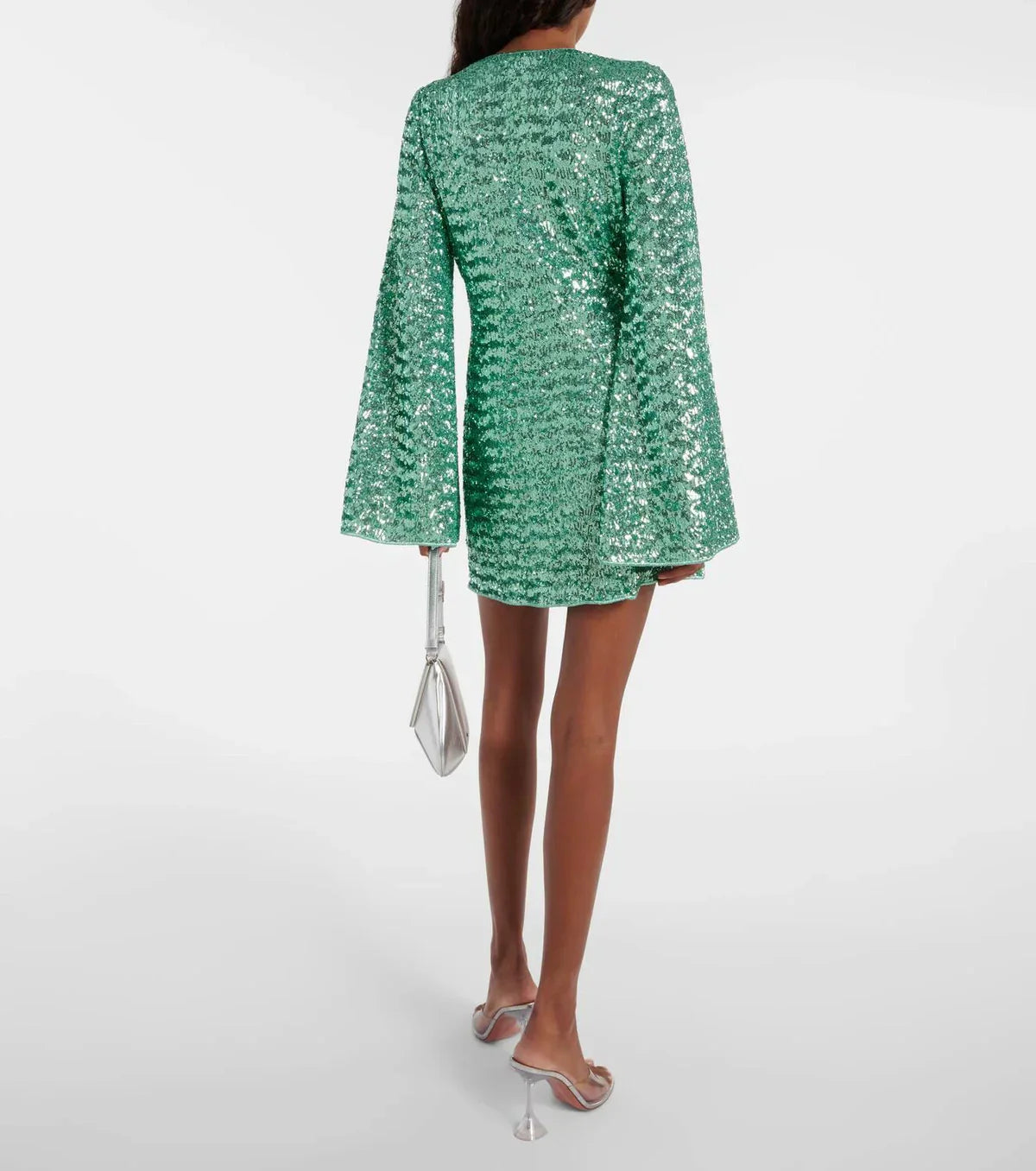 Damen Langarm Party Mini Abendkleid